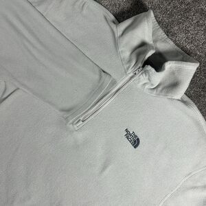NORTH FACE Cream Gray Polartec Micro Fleece 1/4 Zip Pullover Sweatshirt Size XL